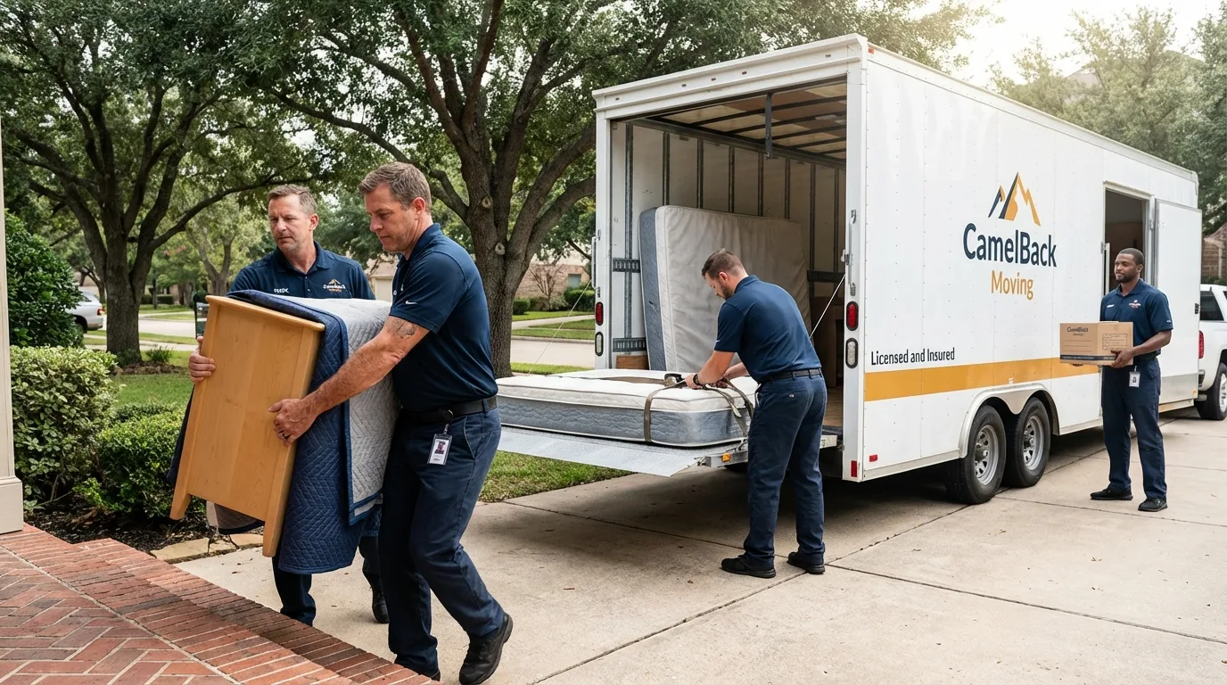 Crew loading residential truck for cross-state move from Marble Hill, MO